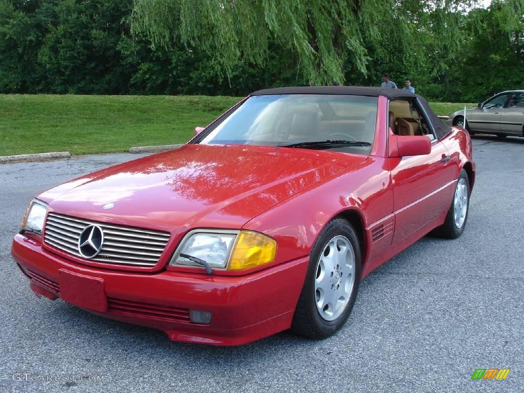 1992 SL 500 Roadster - Signal Red / Palomino photo #8