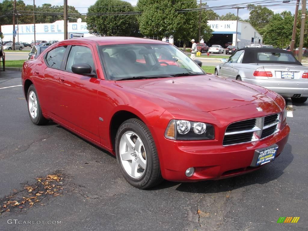 2009 Charger SXT - Inferno Red Crystal Pearl / Dark Slate Gray photo #2