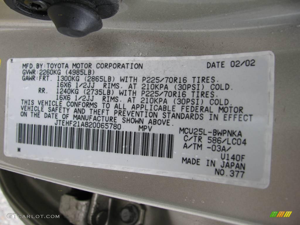 2002 Highlander Limited 4WD - Vintage Gold Metallic / Ivory photo #19