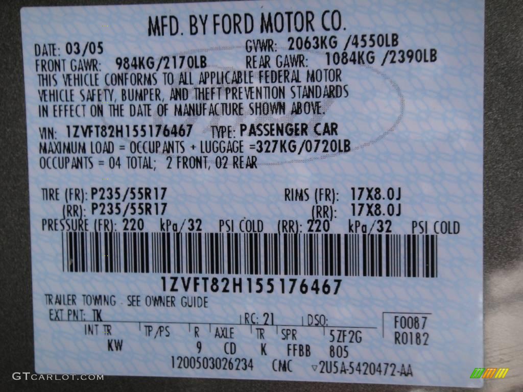 2005 Mustang GT Premium Coupe - Mineral Grey Metallic / Dark Charcoal photo #15