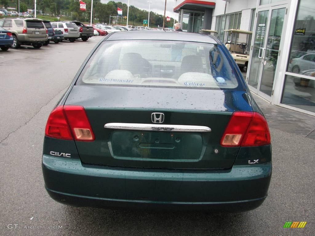 2002 Civic LX Sedan - Clover Green Metallic / Beige photo #5