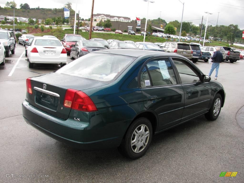 2002 Civic LX Sedan - Clover Green Metallic / Beige photo #6