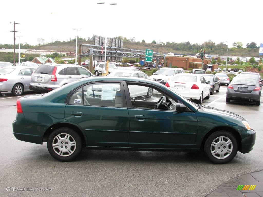 2002 Civic LX Sedan - Clover Green Metallic / Beige photo #7