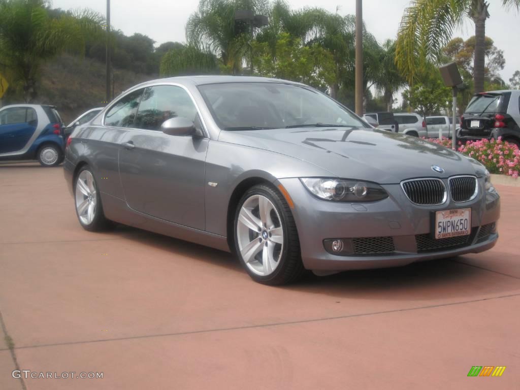 2007 3 Series 335i Coupe - Space Gray Metallic / Coral Red/Black photo #3