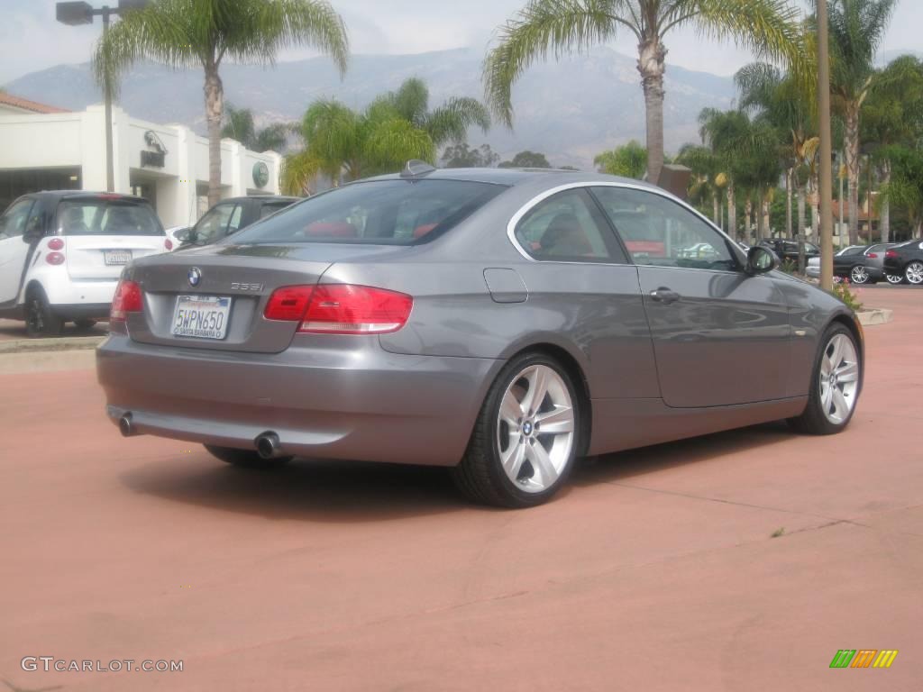 2007 3 Series 335i Coupe - Space Gray Metallic / Coral Red/Black photo #4