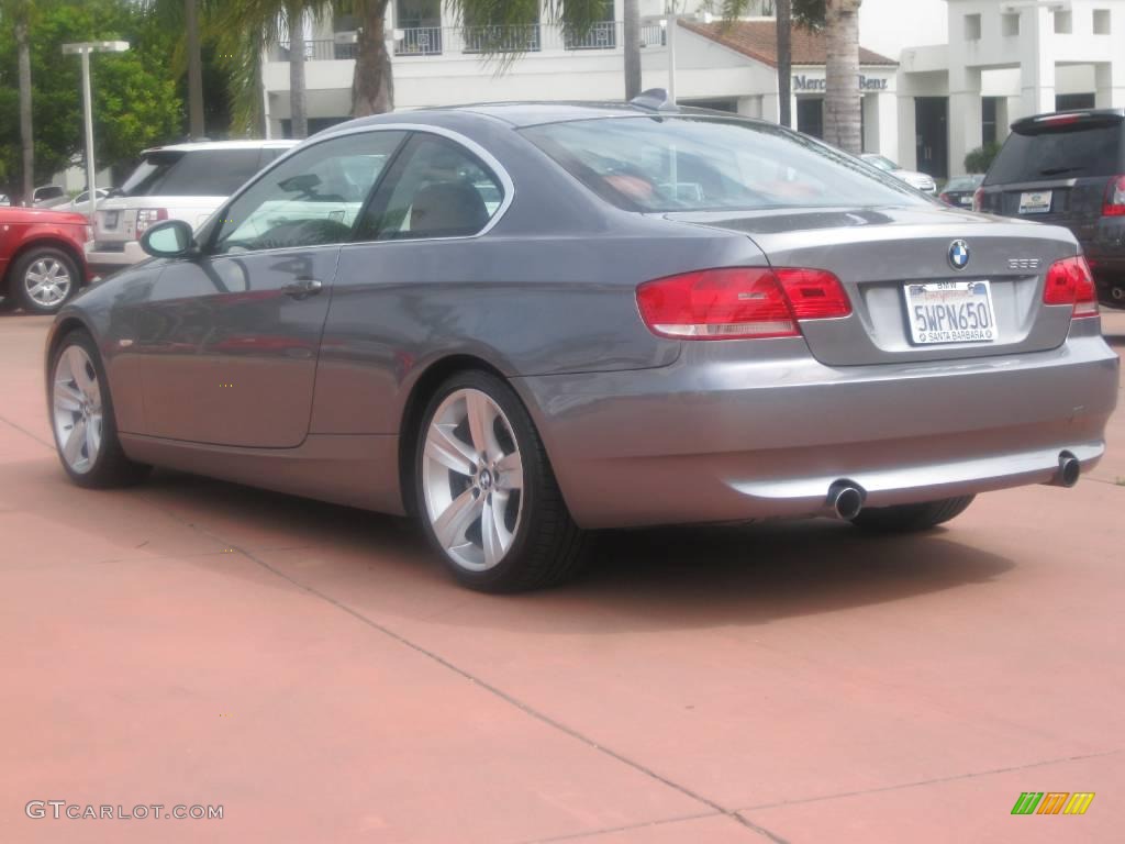 2007 3 Series 335i Coupe - Space Gray Metallic / Coral Red/Black photo #6