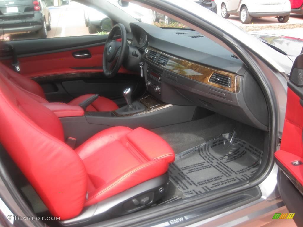 2007 3 Series 335i Coupe - Space Gray Metallic / Coral Red/Black photo #15