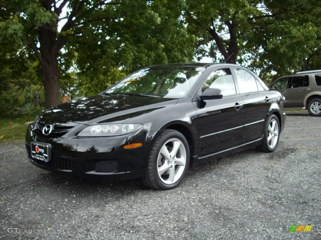 2007 MAZDA6 i Sport Sedan - Onyx Black / Beige photo #1