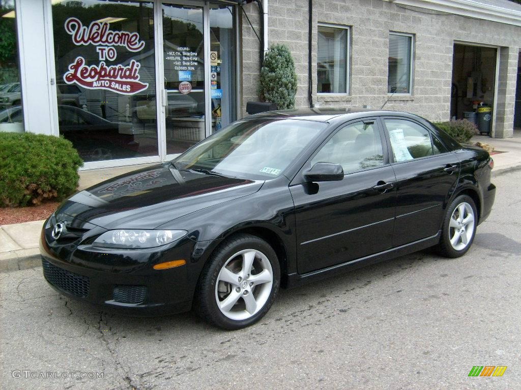 2008 MAZDA6 i Sport Sedan - Onyx Black / Beige photo #1