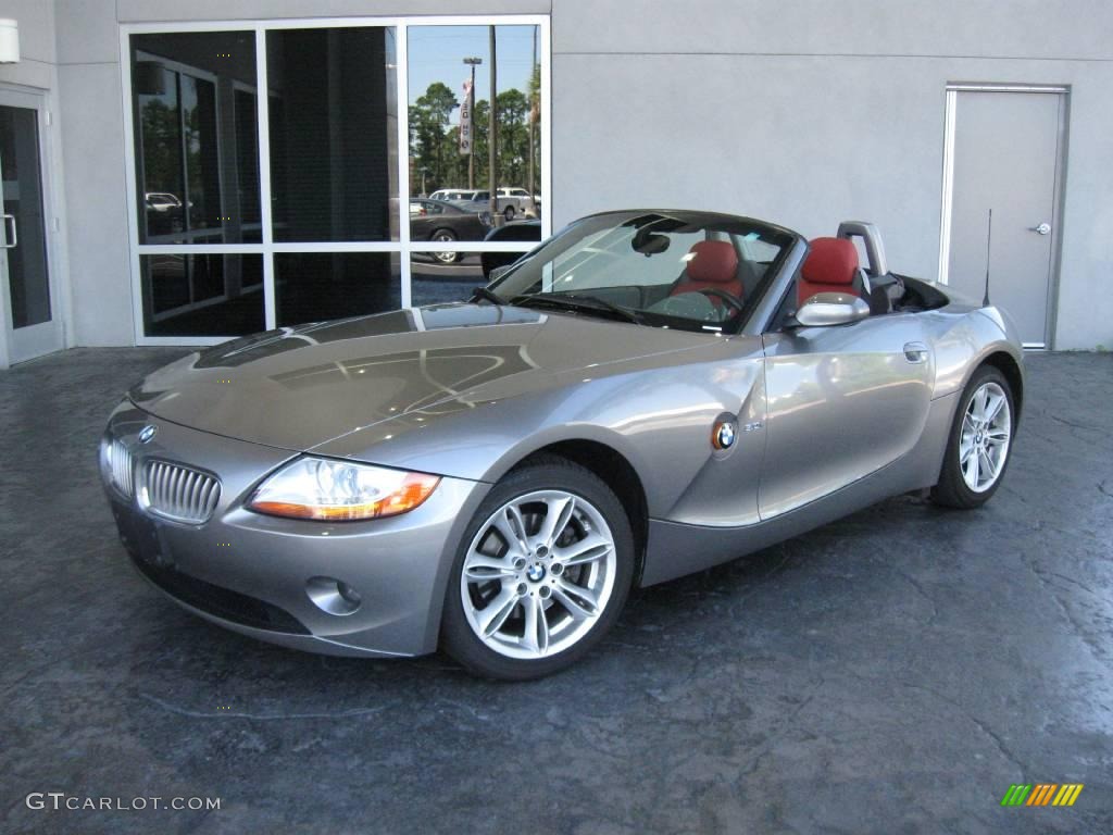 2003 Z4 3.0i Roadster - Sterling Grey Metallic / Red photo #3