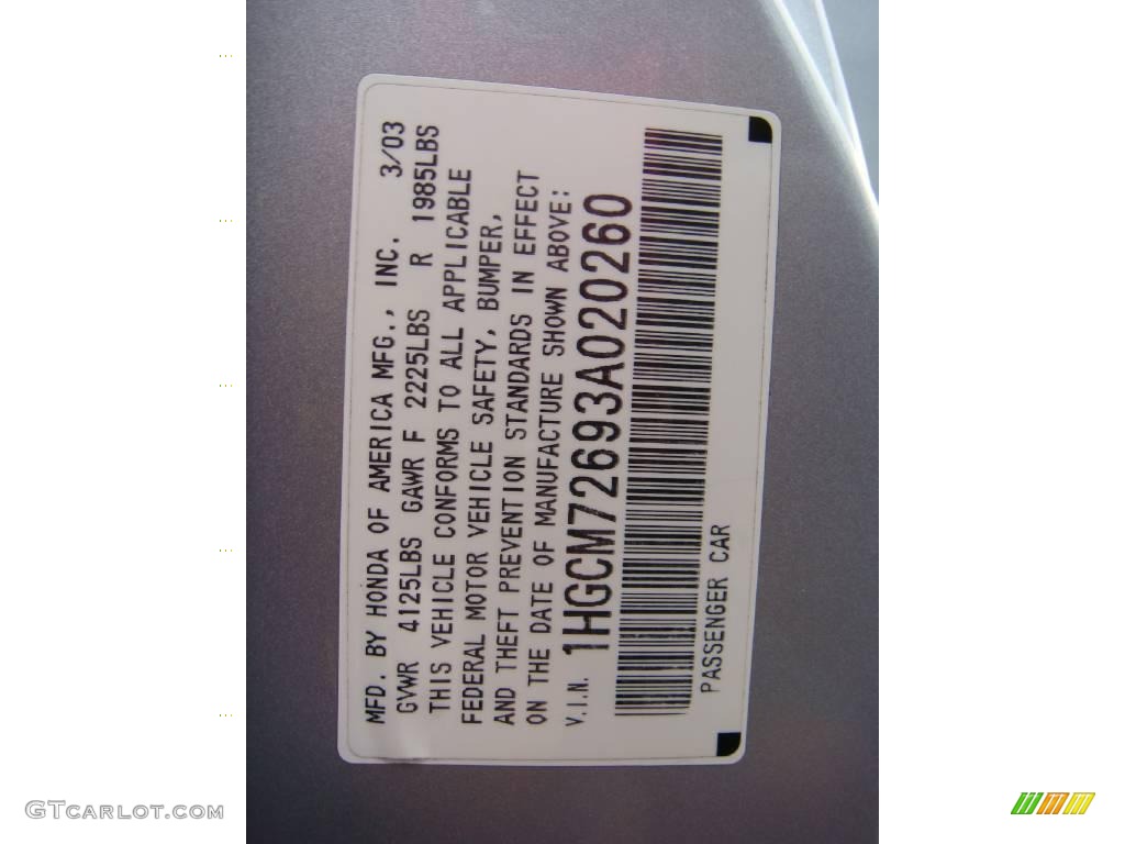 2003 Accord EX Coupe - Satin Silver Metallic / Black photo #20