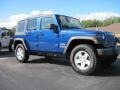 2010 Deep Water Blue Pearl Jeep Wrangler Unlimited Sport 4x4  photo #3