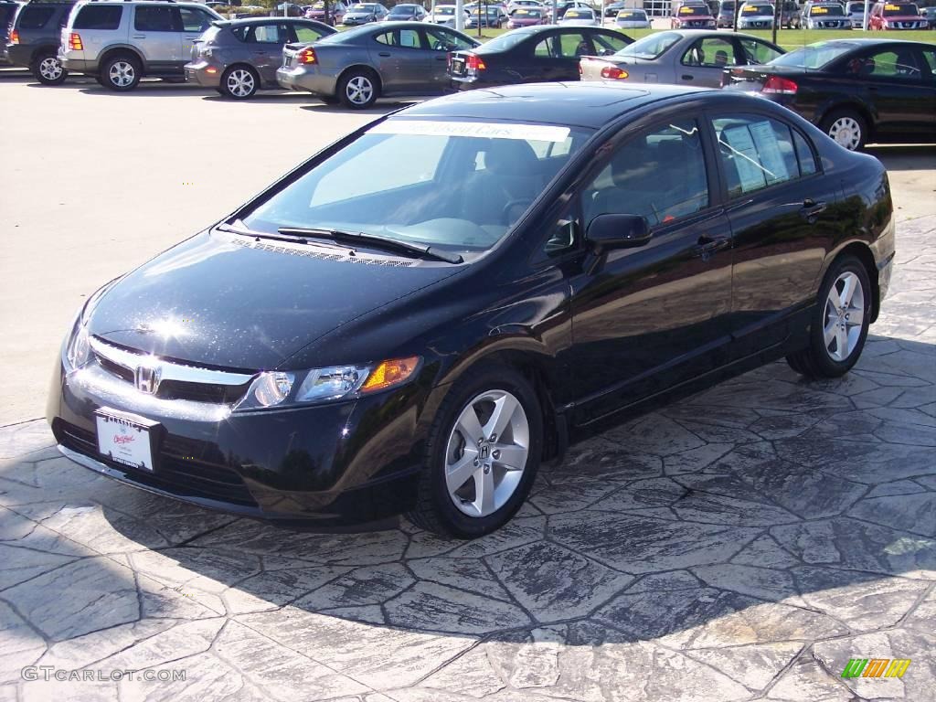 2007 Civic EX Sedan - Nighthawk Black Pearl / Gray photo #2