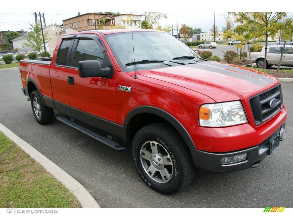 2005 F150 FX4 SuperCab 4x4 - Bright Red / Medium Flint/Dark Flint Grey photo #3
