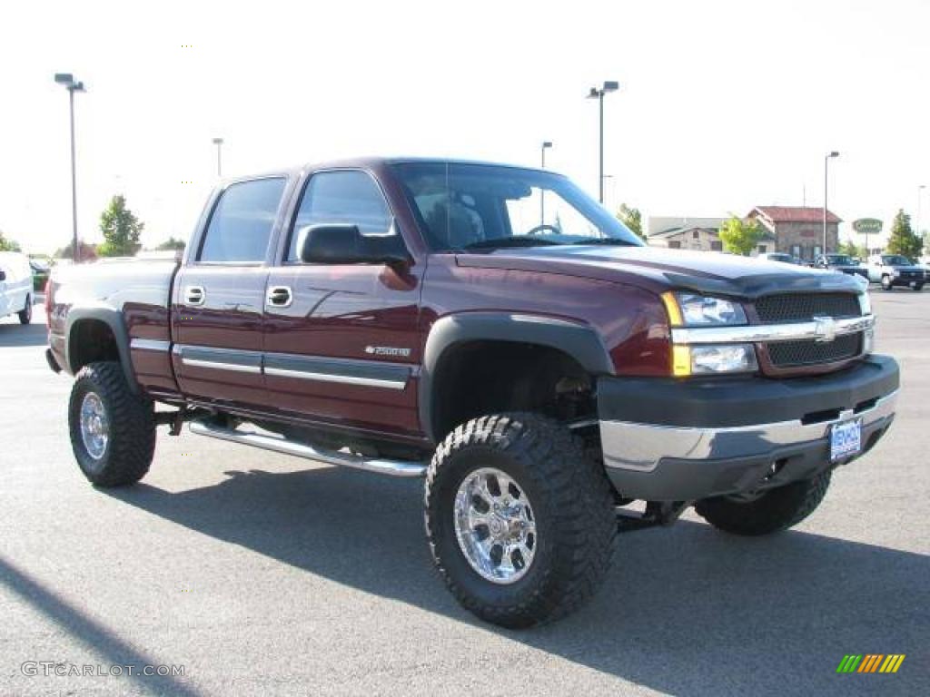 2003 Silverado 2500HD LS Crew Cab 4x4 - Dark Carmine Red Metallic / Medium Gray photo #4