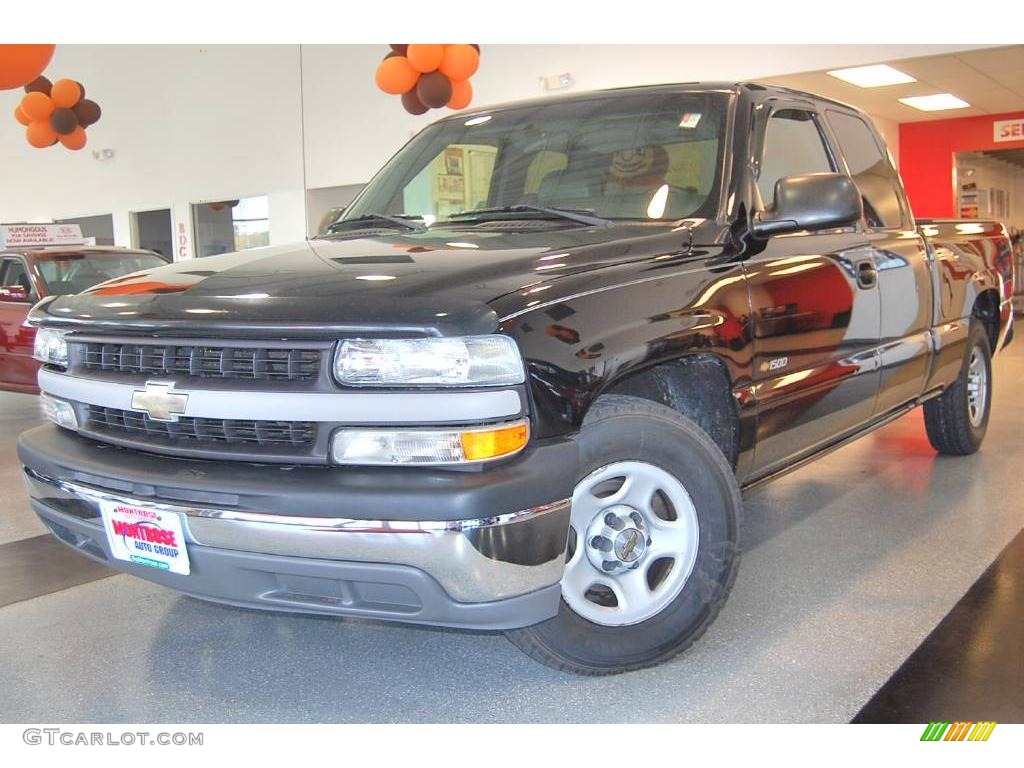 2002 Silverado 1500 LS Extended Cab - Onyx Black / Graphite Gray photo #1