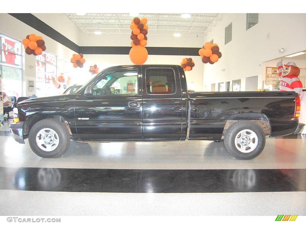 2002 Silverado 1500 LS Extended Cab - Onyx Black / Graphite Gray photo #3