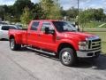 Bright Red 2008 Ford F350 Super Duty XLT Crew Cab 4x4 Dually