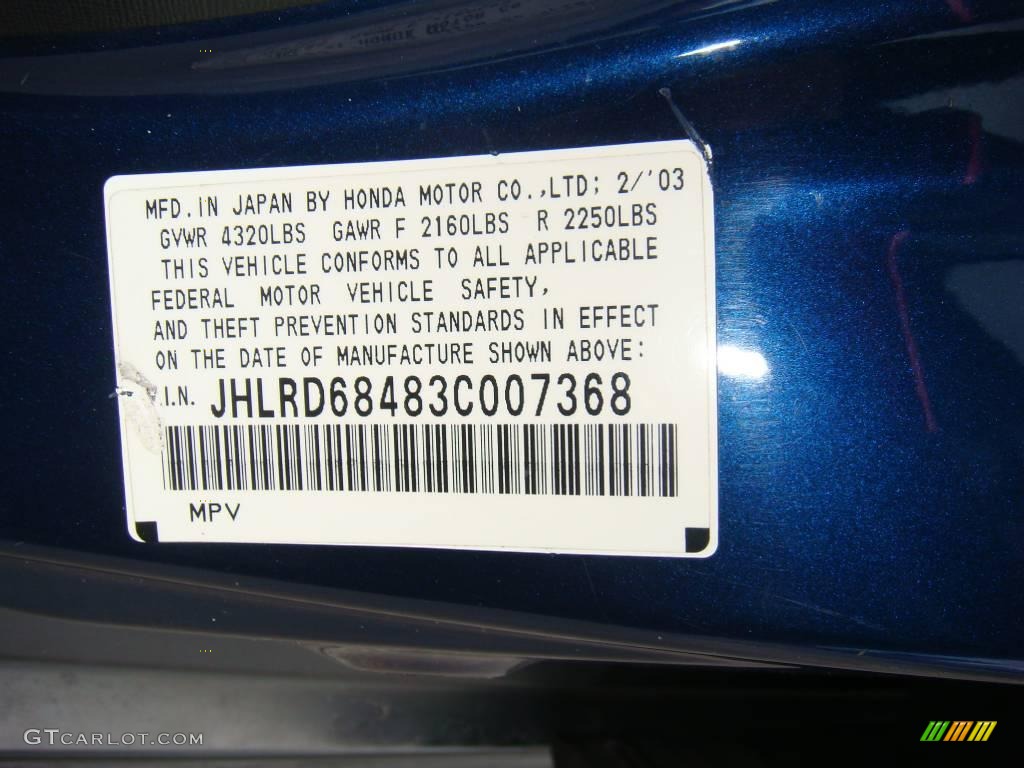 2003 CR-V LX - Eternal Blue Pearl / Black photo #18
