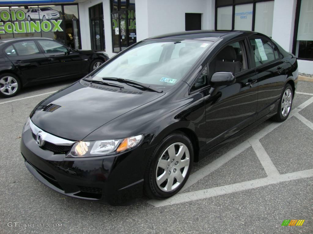 2009 Civic LX Sedan - Crystal Black Pearl / Gray photo #1