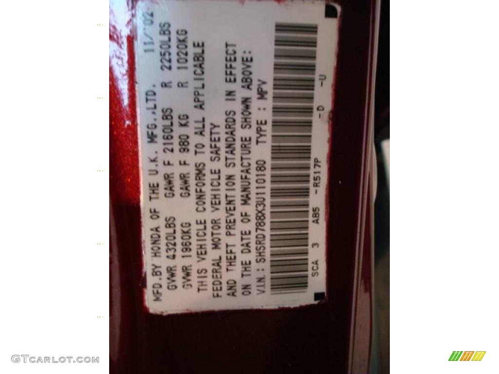2003 CR-V EX 4WD - Chianti Red Pearl / Saddle photo #14
