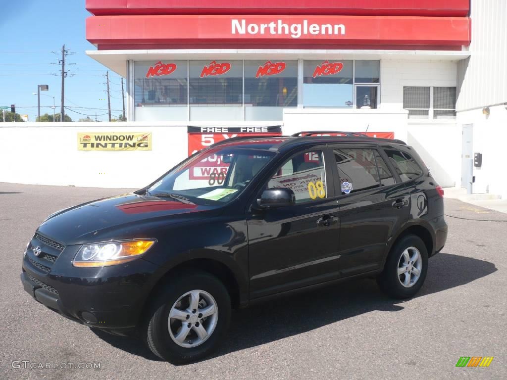 2008 Santa Fe GLS 4WD - Ebony Black / Beige photo #1