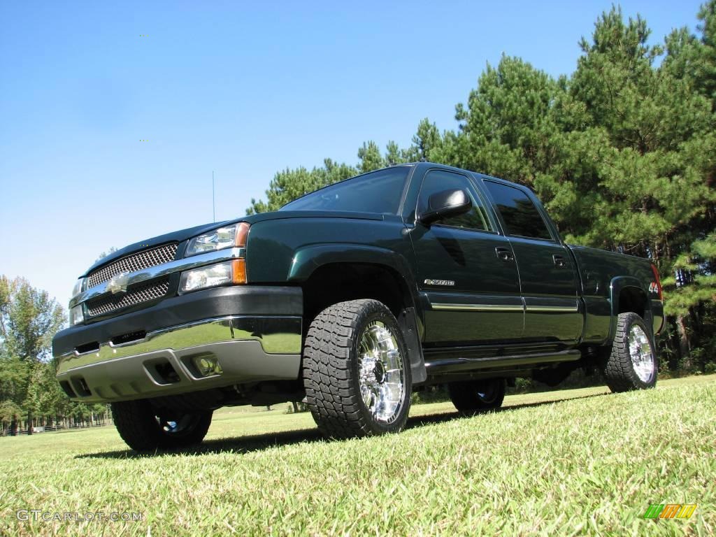 2003 Silverado 2500HD LT Crew Cab 4x4 - Dark Green Metallic / Tan photo #2