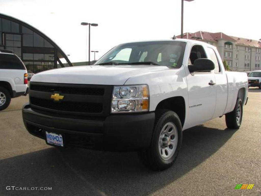 2008 Silverado 1500 Work Truck Extended Cab 4x4 - Summit White / Dark Titanium photo #2