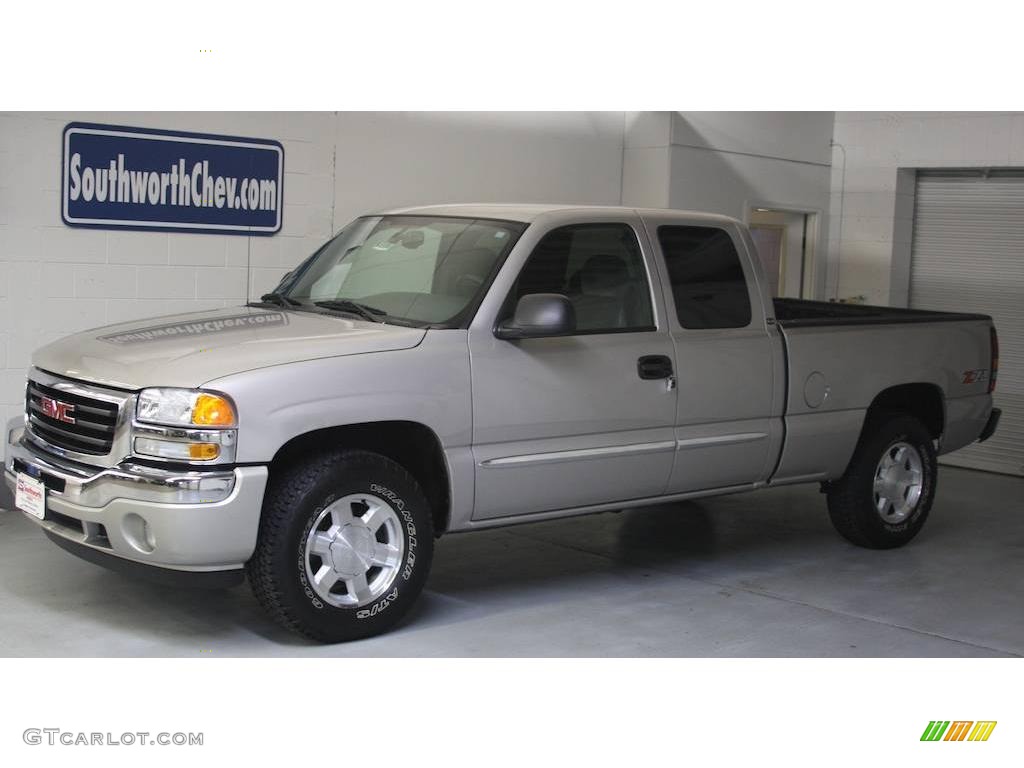 2006 Sierra 1500 SLE Extended Cab 4x4 - Silver Birch Metallic / Dark Pewter photo #1