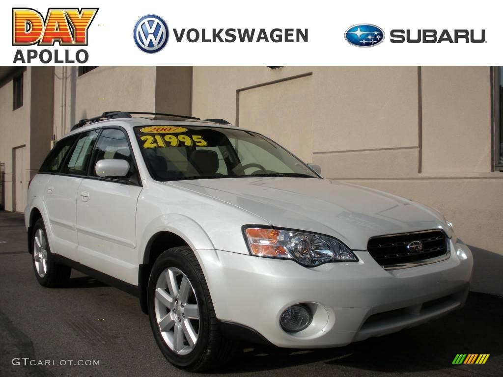 2007 Outback 2.5i Limited Wagon - Satin White Pearl / Taupe Leather photo #1