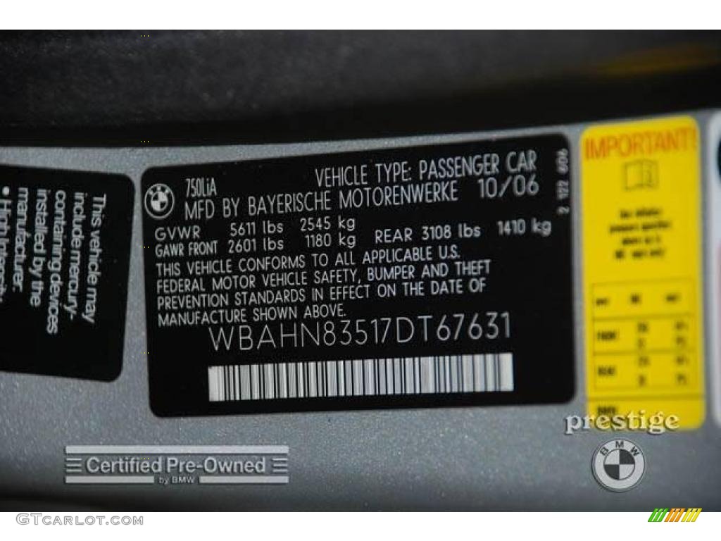 2007 7 Series 750Li Sedan - Titanium Silver Metallic / Black photo #6