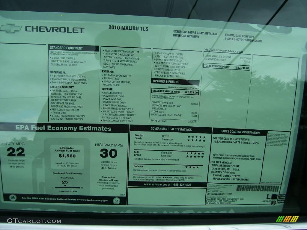 2010 Malibu LS Sedan - Taupe Gray Metallic / Titanium photo #20