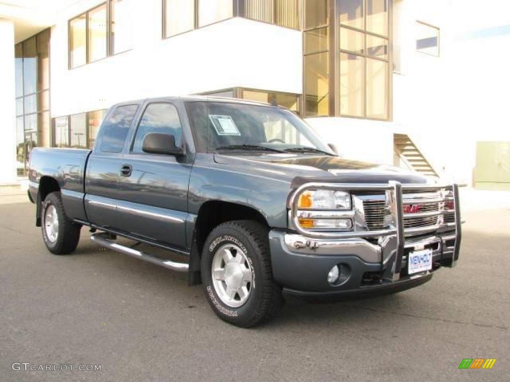 2006 Sierra 1500 SLE Extended Cab 4x4 - Stealth Gray Metallic / Dark Pewter photo #3