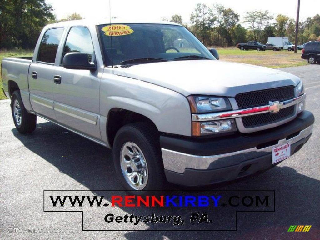 2005 Silverado 1500 LS Crew Cab 4x4 - Silver Birch Metallic / Dark Charcoal photo #1