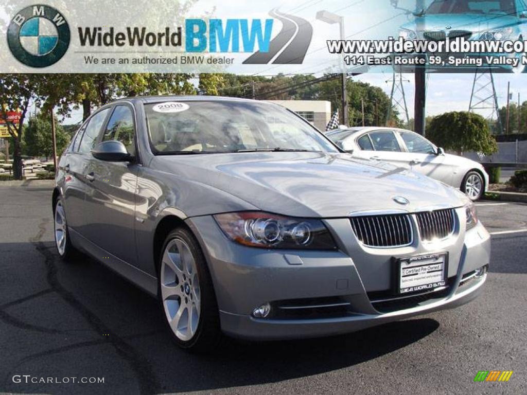 2008 3 Series 335xi Sedan - Arctic Metallic / Beige photo #3