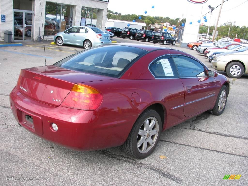 2001 Sebring LXi Coupe - Ruby Red Pearlcoat / Black/Beige photo #3