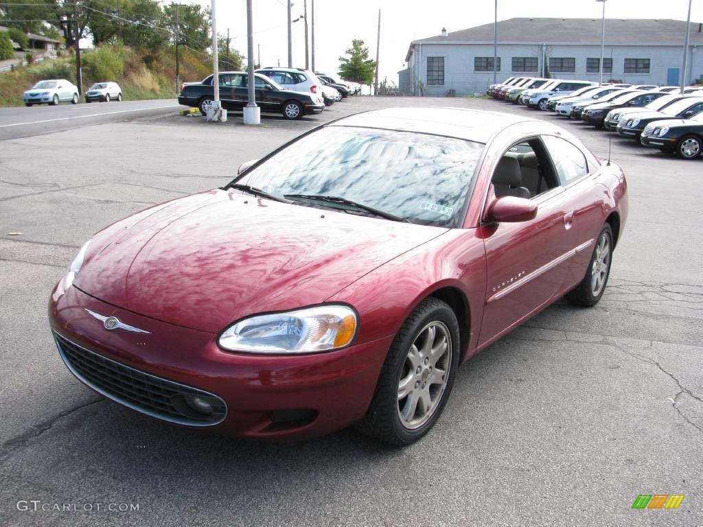 2001 Sebring LXi Coupe - Ruby Red Pearlcoat / Black/Beige photo #4