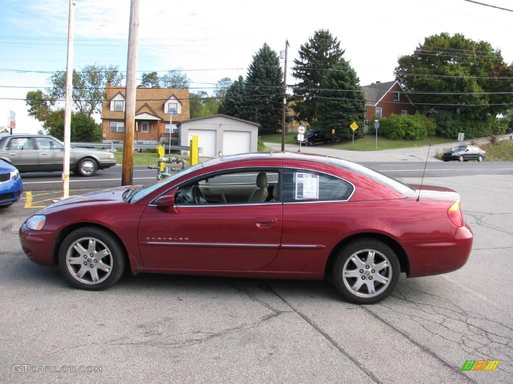 2001 Sebring LXi Coupe - Ruby Red Pearlcoat / Black/Beige photo #6