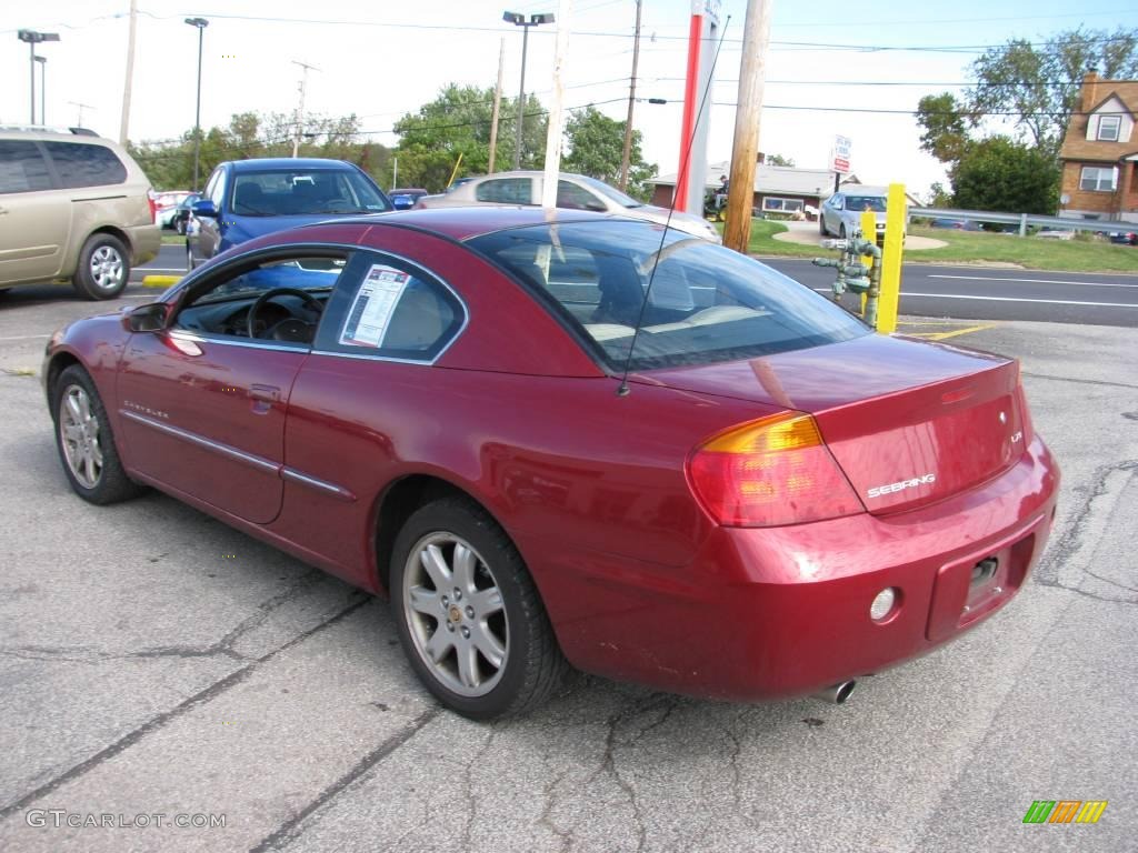 2001 Sebring LXi Coupe - Ruby Red Pearlcoat / Black/Beige photo #7