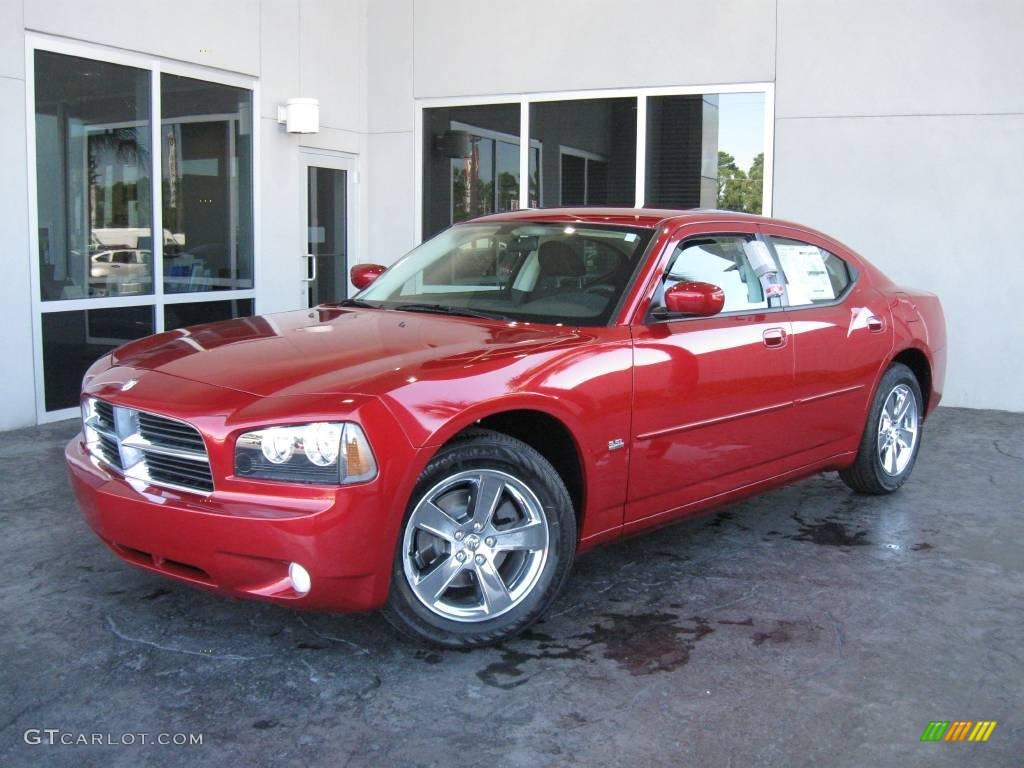 2010 Charger SXT - Inferno Red Crystal Pearl / Dark Slate Gray photo #2