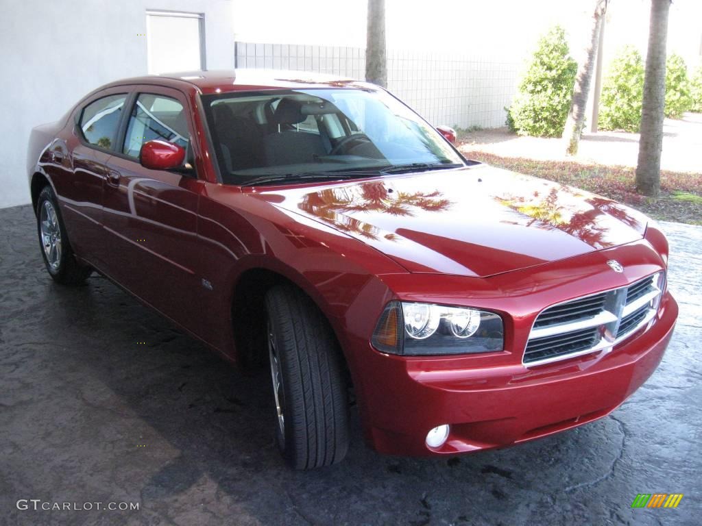2010 Charger SXT - Inferno Red Crystal Pearl / Dark Slate Gray photo #4