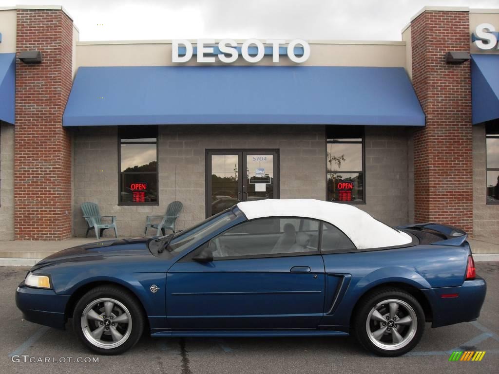 1999 Mustang V6 Convertible - Atlantic Blue Metallic / Light Graphite photo #1