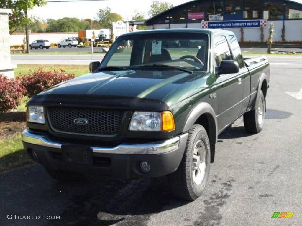 2001 Ranger XLT SuperCab 4x4 - Woodland Green Metallic / Medium Prairie Tan photo #2