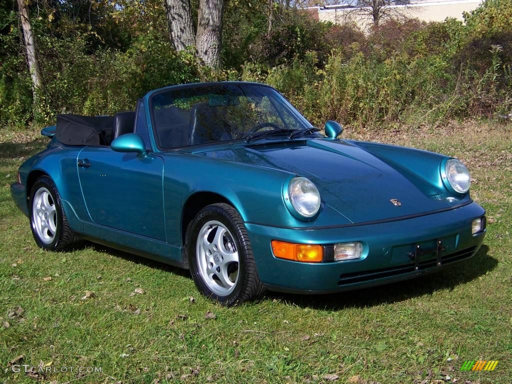 1993 911 Carrera 4 Cabriolet - Wimbledon Green Metallic / Black photo #3