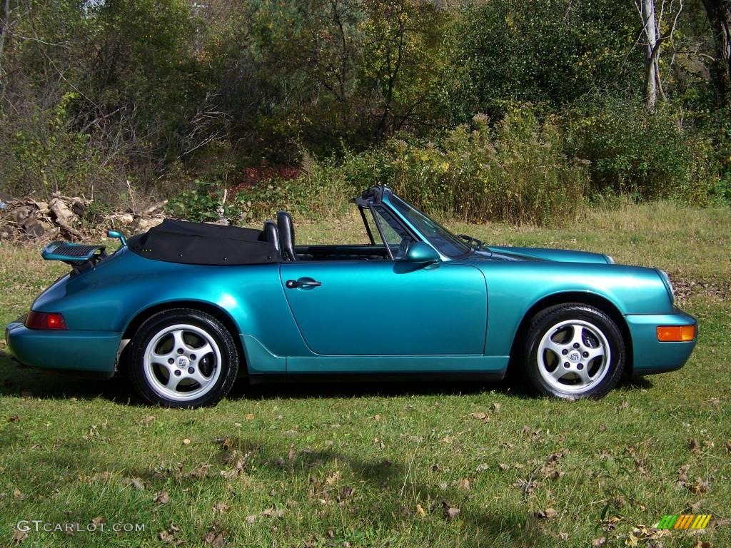 1993 911 Carrera 4 Cabriolet - Wimbledon Green Metallic / Black photo #4