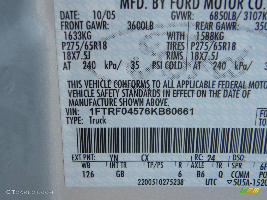 2006 F150 FX4 Regular Cab 4x4 - Silver Metallic / Medium/Dark Flint photo #10