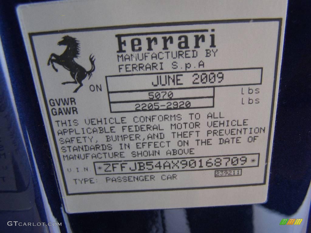 2009 Ferrari 612 Scaglietti Standard 612 Scaglietti Model Info Tag Photo #19409241