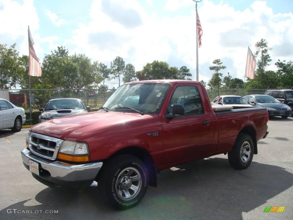 2000 Ranger XLT Regular Cab - Toreador Red Metallic / Medium Prairie Tan photo #8
