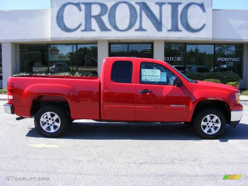 2009 Sierra 1500 SLE Extended Cab - Fire Red / Dark Titanium/Light Titanium photo #1