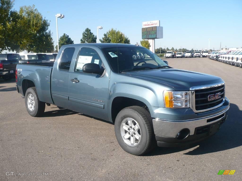 2009 Sierra 1500 SLE Extended Cab 4x4 - Stealth Gray Metallic / Ebony photo #1